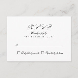 Simple Clean Chic Elegant White Response RSVP Card