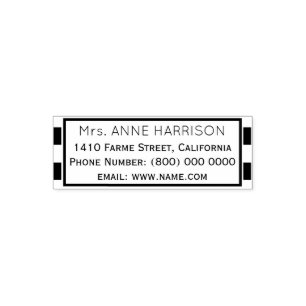 simple & clean classic address information framed self-inking stamp