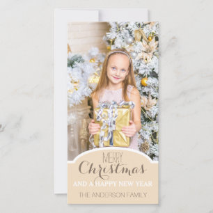 Simple Clean Cream White Christmas Holiday Photo Card