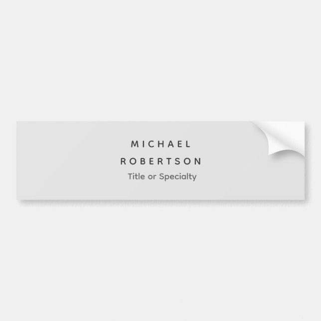 Simple Clean Elegant Modern Minimalist Grey Bumper Sticker (Front)
