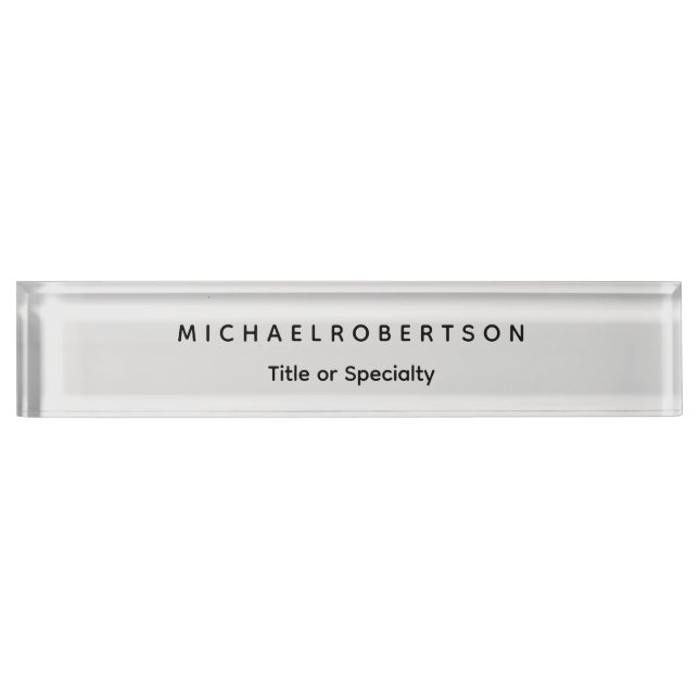 Simple Clean Elegant Modern Minimalist Grey Nameplate (Front)