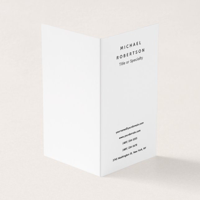 Simple Clean Elegant Modern Minimalist White Grey Business Card (Outside)