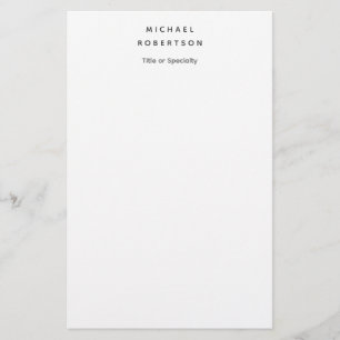 Simple Clean Elegant Modern Minimalist White  Stationery