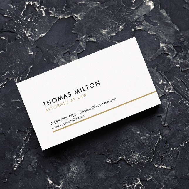 Simple Clean Elegant White Golden Line Consultant Business Card (Creator Uploaded)