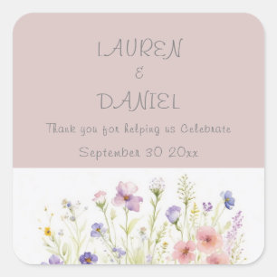 Simple Clean Floral Wedding Personalised Sticker