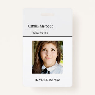 Simple Clean Gray Template Employee Photo Name ID  ID Badge