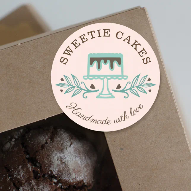 Simple, Clean & Minimal Style Bakery Cake Logo Classic Round Sticker ...
