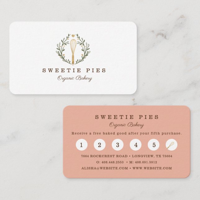 Simple, Clean & Minimal Style Bakery Whisk Logo Loyalty Card (Front/Back)