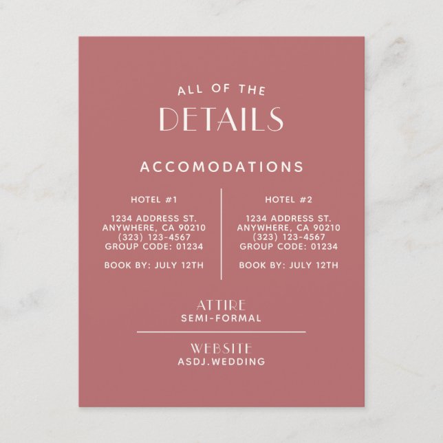 Simple + Clean Minimal Wedding Details Enclosure Card (Front)