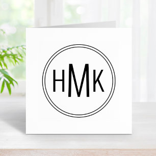 Simple Clean Monogram 3 Initials Rubber Stamp