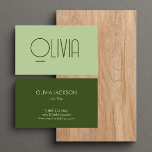 Simple Clean Olive Green Neutral Business Card 
