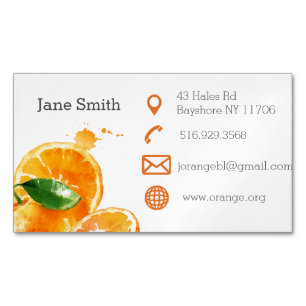 Simple clean orange fruit magnetic business cards