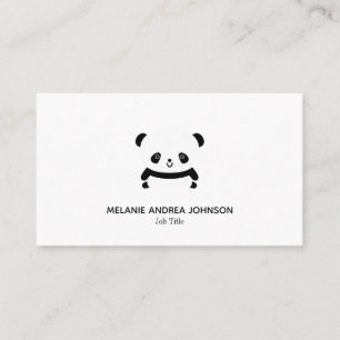Simple Clean Panda Bear Black White Business Card