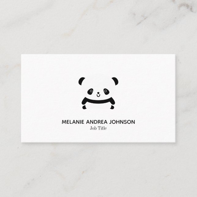 Simple Clean Panda Bear Black White Business Card (Front)