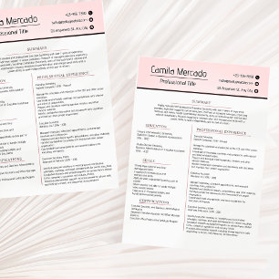 Simple Clean Pink Aesthetic Resume Template Custom Letterhead