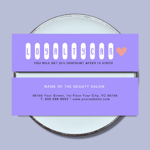 Simple Clean Pink Heart & Pastel Blue Beautician Loyalty Card