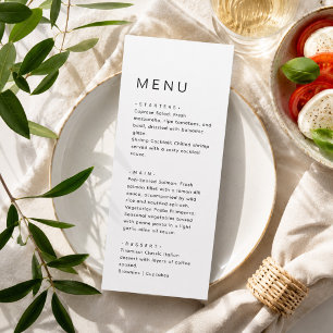 Simple Clean Ultra Minimal Wedding Dinner Menu