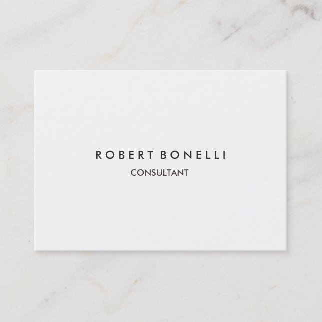 Simple Clean Unique White Modern Business Card (Front)