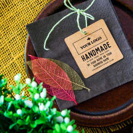 Simple Clean Vintage Look Handmade Your Logo Rubber Stamp