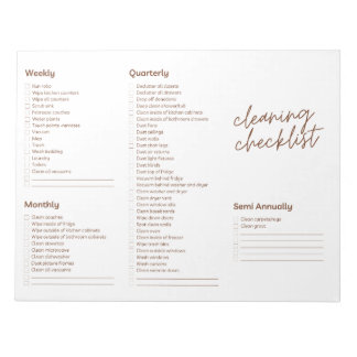 Simple Cleaning Checklist Notepad