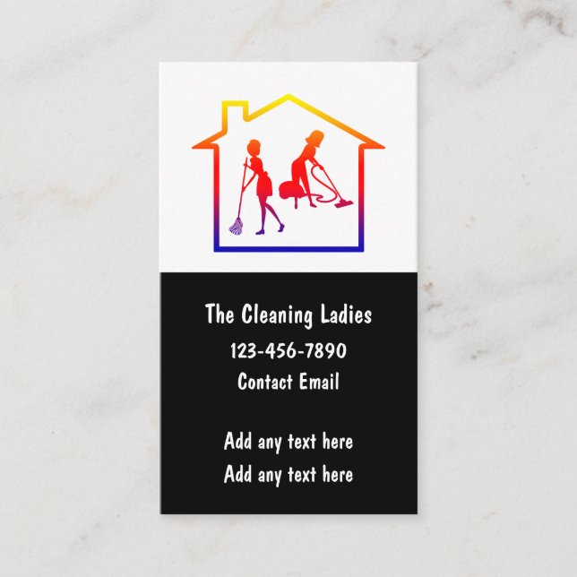 Simple Cleaning Ladies Business Cards Vertical (Front)