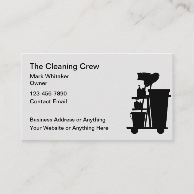 Simple Cleaning Service Business Cards (Front)