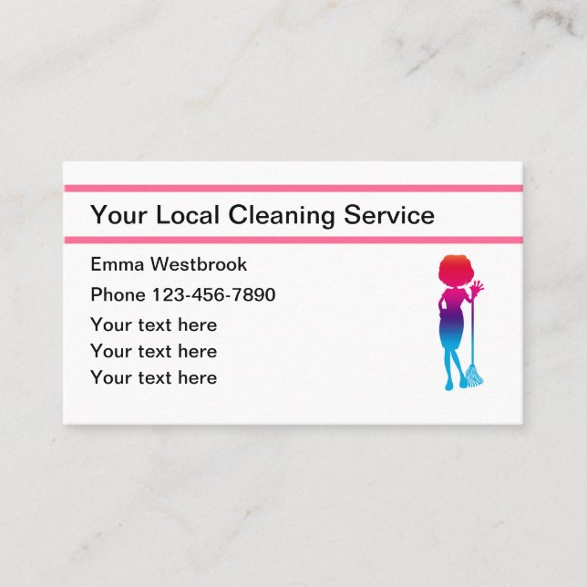 Simple Cleaning Service Business Cards New (Front)