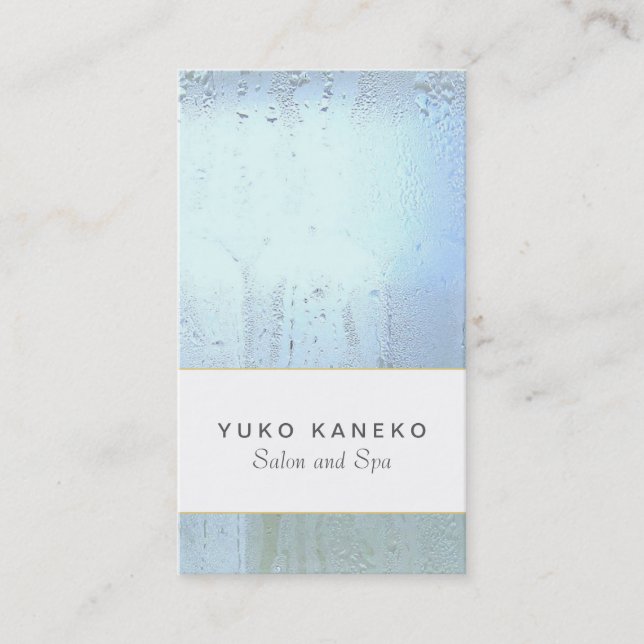 Simple Clear Light Blue Salon and Spa Chic Business Card (Front)