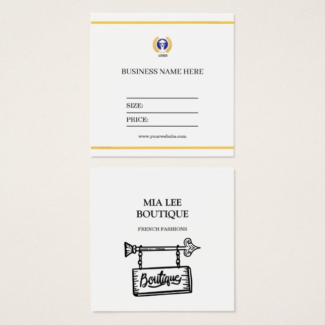 Simple Clothing Store Square Swing Price Tag (Front & Back)