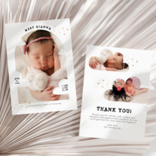 Simple Cloud Arch Photo Collage Thank You Birth Announcement