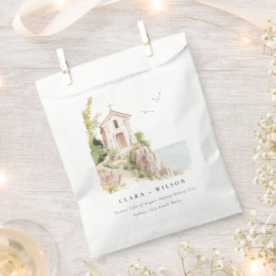 Simple Coastal Catholic Watercolor Church Wedding Favour Bags