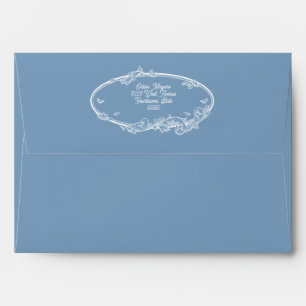 Simple Coastal Dusky Blue Vintage Label Envelope