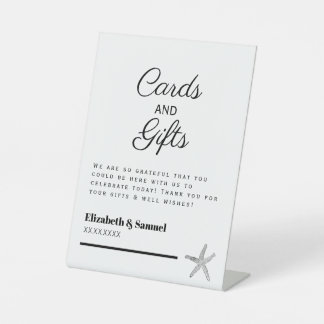 Simple Coastal Wedding Cards & Gifts Pedestal Sign