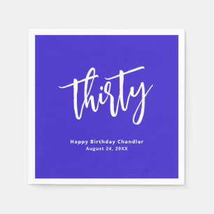 Simple Cobalt Blue 30th Birthday Party Napkins