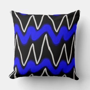 Simple Cobalt & White Zig Zags Chevron Pattern  Cushion
