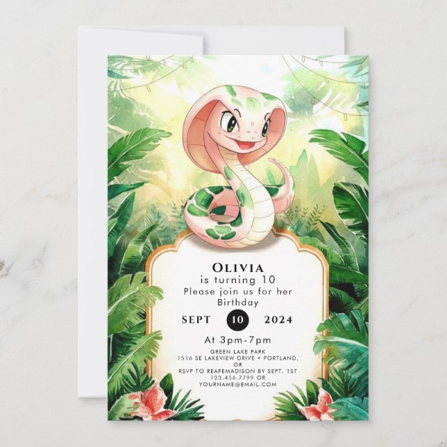  Simple Cobra Snake Birthday Invitation (Front)