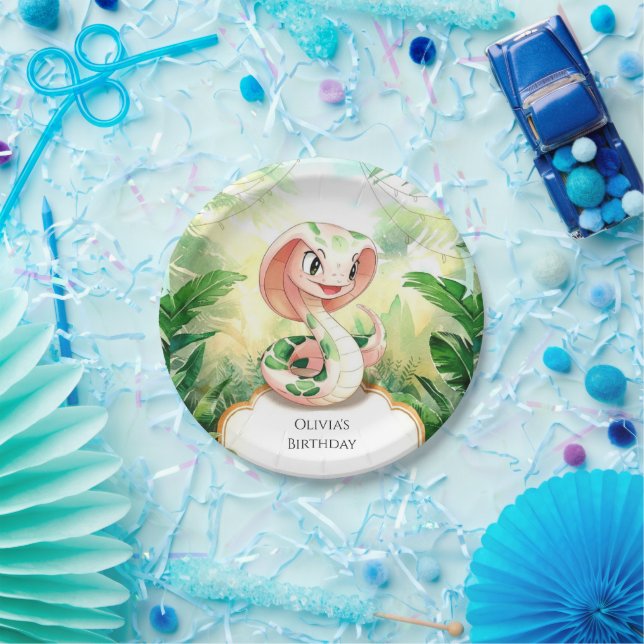 Simple Cobra Snake Birthday Paper Plate (Party)