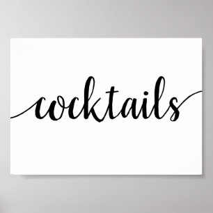 Simple Cocktails   Black Script Any Event Bar Sign