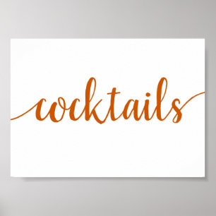 Simple Cocktails   Fall Orange Any Event Bar Sign