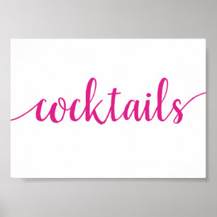 Simple Cocktails Hot Pink Any Event Bar Sign