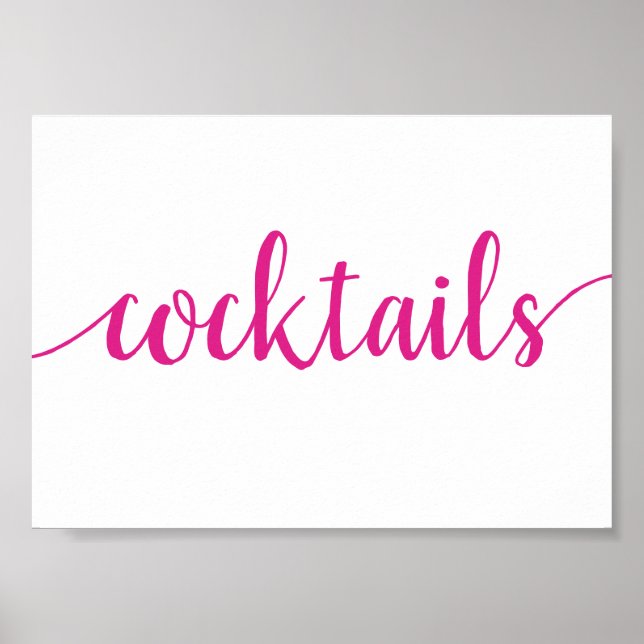 Simple Cocktails | Hot Pink Any Event Bar Sign (Front)