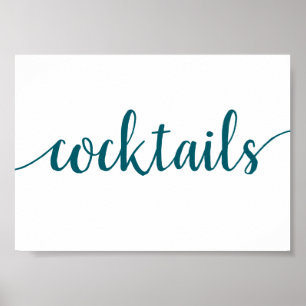 Simple Cocktails Teal Aqua Any Event Bar Sign