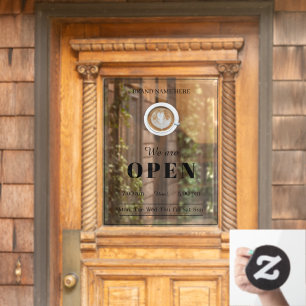 Simple Coffee Art Cup Business Open Hours Door Window Cling