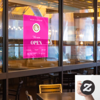 Simple Coffee Art Cup Business Open Hours Door Window Cling