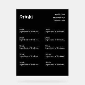 Simple Coffee Shop Drink Menu Signs