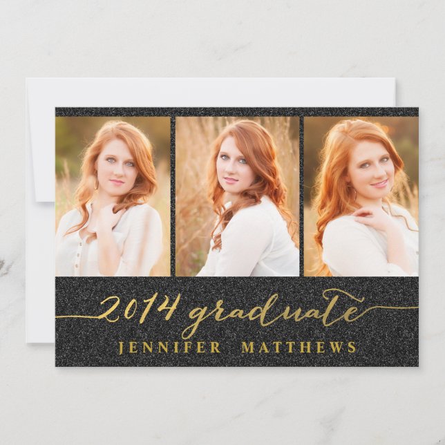 Simple Collage Glitter Graduation Party Invitation (Front)
