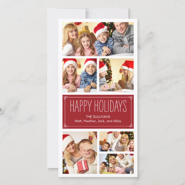 Simple Collage Holiday Photo Cards (Front)