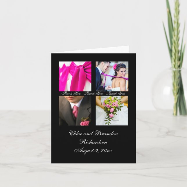 Simple Collage Thank You Card (black) (Front)