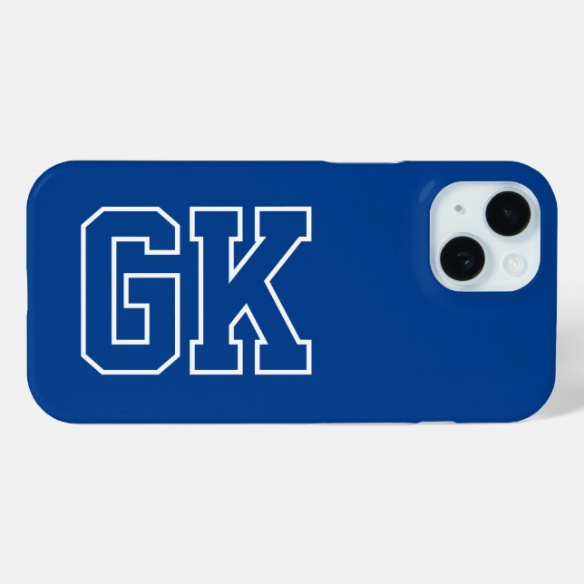 Simple College White Varsity Monogram Initials Case-Mate iPhone Case (Back (Horizontal))
