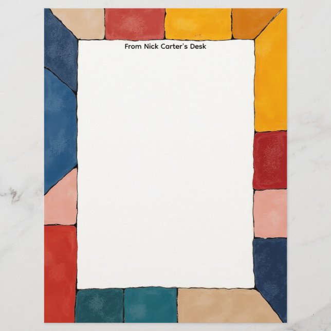 Simple Color Blocks Stationery Paper Custom Letterhead (Front)